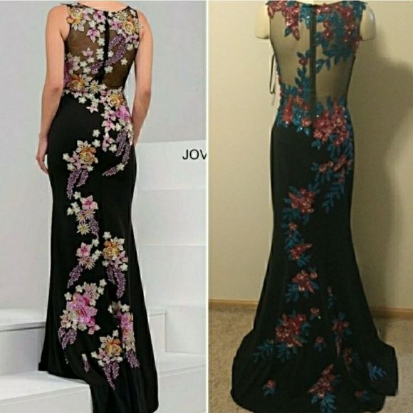 Jovani Multi Floral Fitted Long Gown - Picture 3 of 7